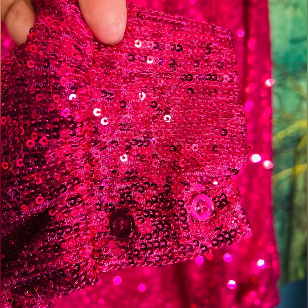 Rachel Zoe Women's Fuchsia Sequin Button Down Top -New With Tag’s - Picture 8 of 9
